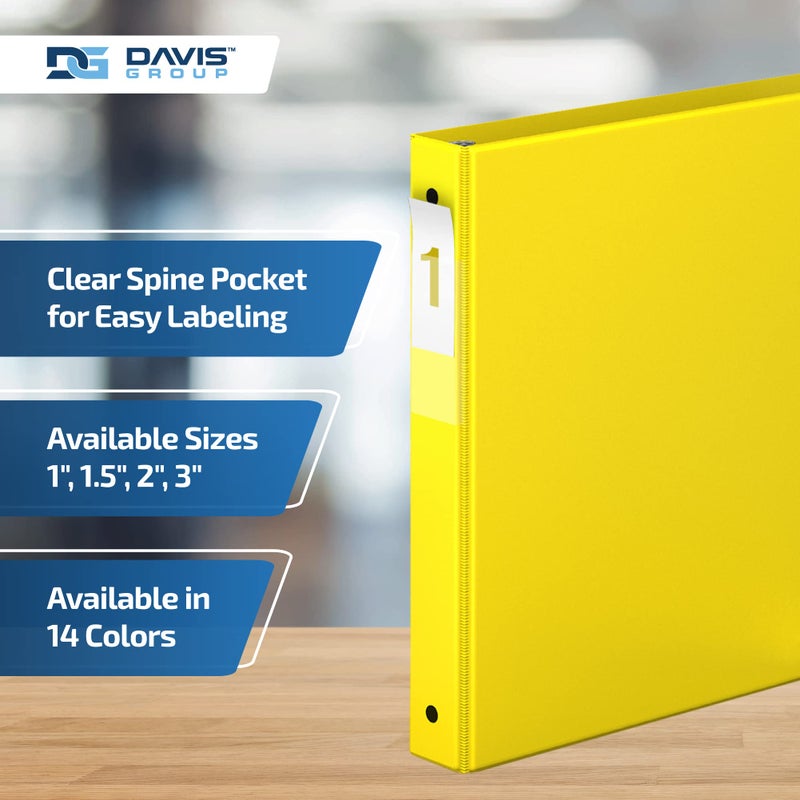 Davis Group Premium Economy 6-Pack 3-Ring Binders for School or Office, Round-Ring Binders, 1 Inch, Yellow - Image 4